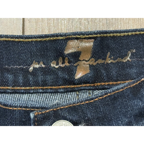 7 FOR ALL MANKIND Women's Dark Wash Blue Skinny 8" Rise Jeans Size 26 Pockets - Picture 6 of 14